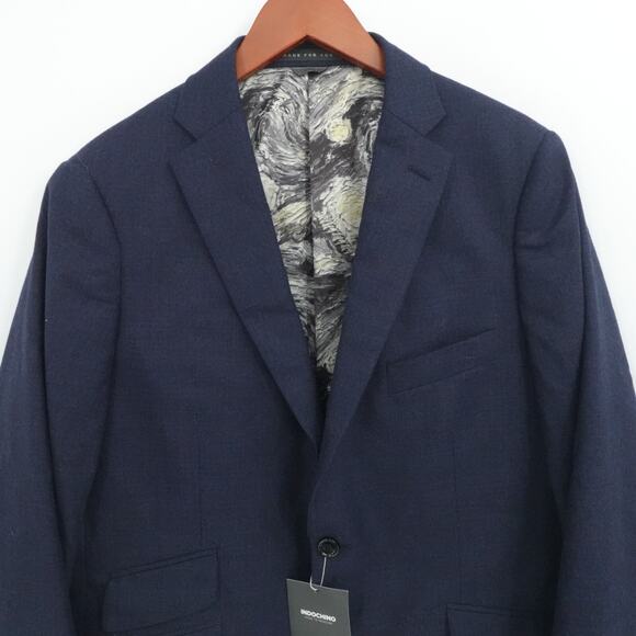 Indochino Sport Coat 40r Blue Wool Silk 2 Button Notch Lapel Made To Measure - Picture 9 of 14